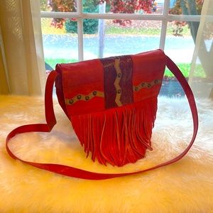 Ciara sun woo handmade leather bag made in Columbia,red leather snakeskin &studs